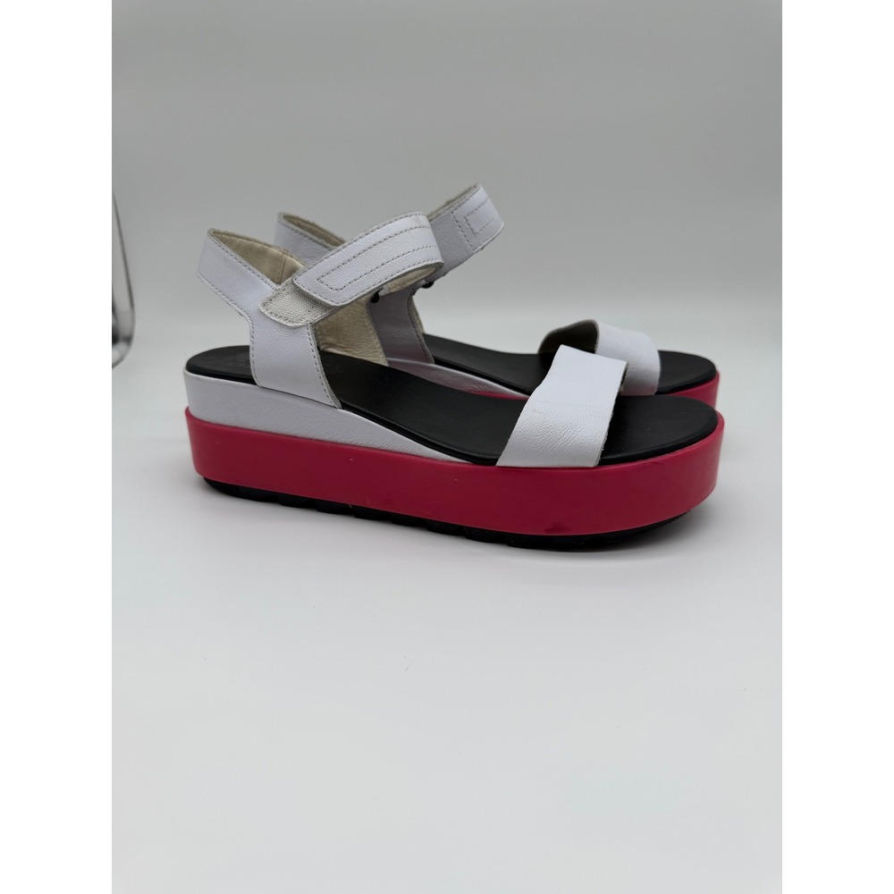 Sorel Kinetic Impact Y-Strap High Platform Sandals White Pink Size 8.5 - Picture 2 of 9